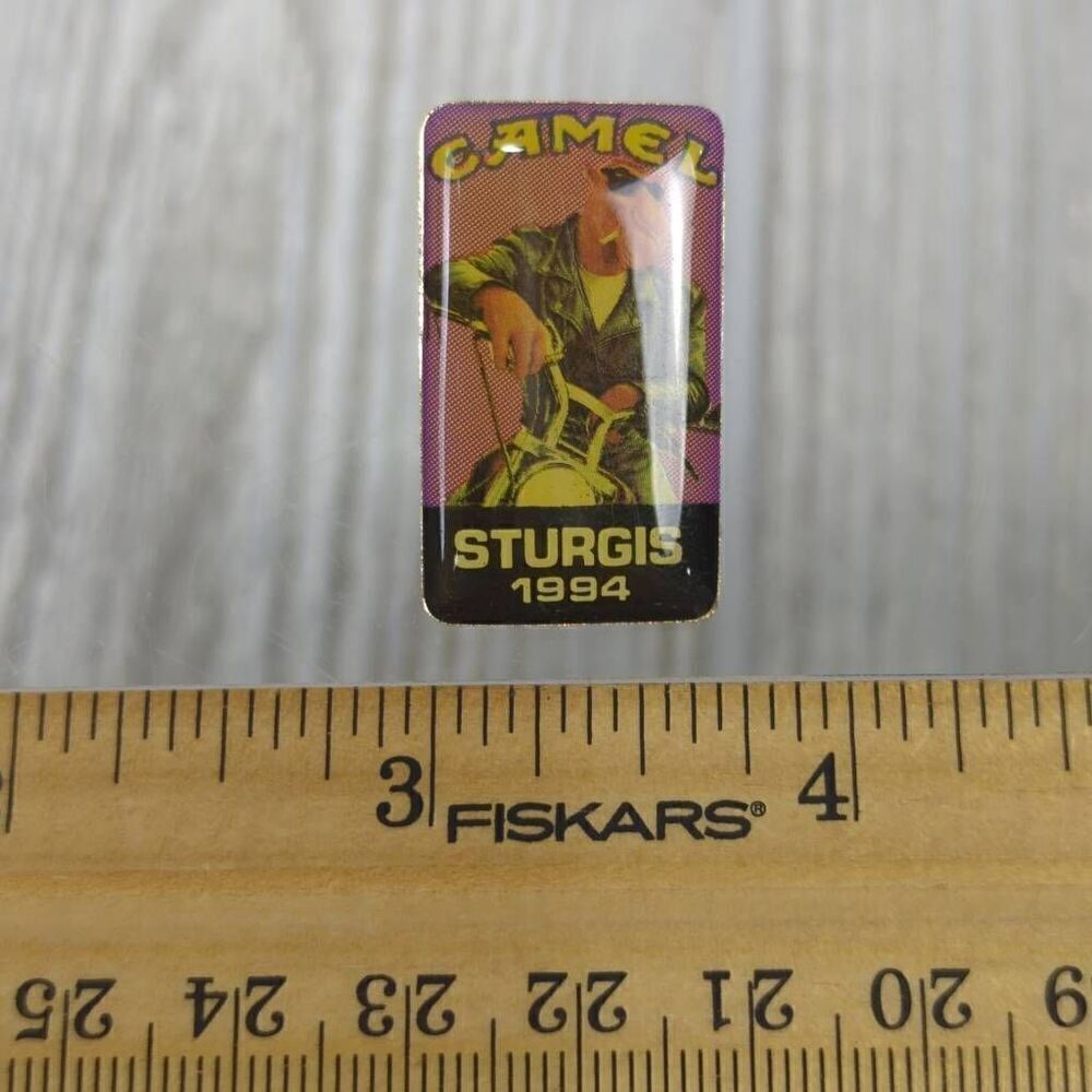 Set of 2 Camel Smokin Joe Sturgis 1994 Hat Vest Lapel Pins Motorcycle Moto - Picture 4 of 5